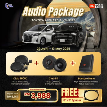 JBL Toyota Audio Package: Alphard & Vellfire Promo (CLUB 9600C + CLUB 64 + Basspro Nano) Includes Free 6' x 9' Spacer